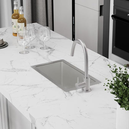 10x18In Stainless Steel Kitchen And Bar Sink, Undermount, Single Bowl | Small Kitchen And Bar Sink Set, Include SS Grid,Silicone Mat And Drain Assembly, Ideal Choice For Small Space