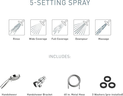 Moen 20016 Ignite Dual Hand Held And Multi Function Shower Head Combo Package With Hose And Diverter, Chrome, 3.75"