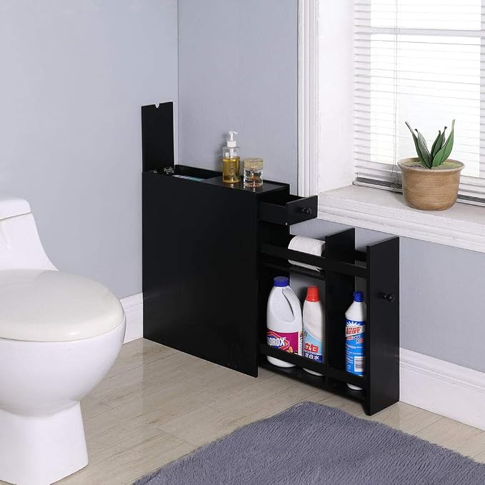 Proman Products ZLM46002 Bathroom Cabinet, 6 1/4" W x 19 3/4" D x 22 ¾" H, Black
