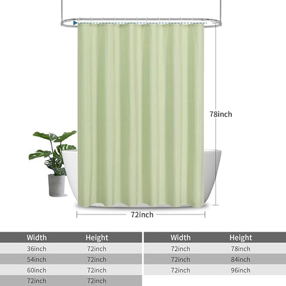 Fabric Long Shower Curtain with Waterproof Layer,72x78,Green | 2-in-1 Design,Linen Textured,100% Waterproof TPU-Laminated Backing,Magnetic Weighted,Machine Washable,For Bathroom,Hotel