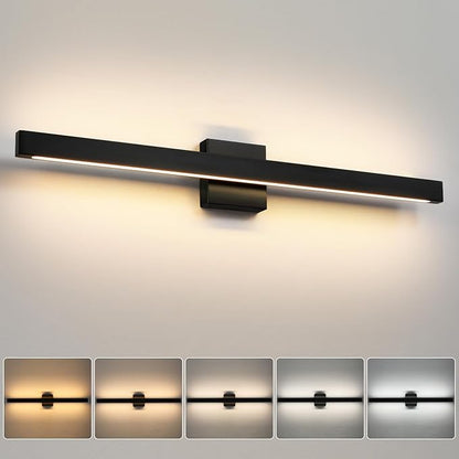Modern Bathroom Vanity Light Black Bathroom Light Fixture Over Mirror 32 Inch 26W Dimmable 5CCT LED Vanity Light Bar for Bathroom Mirror Cabinets Bedroom