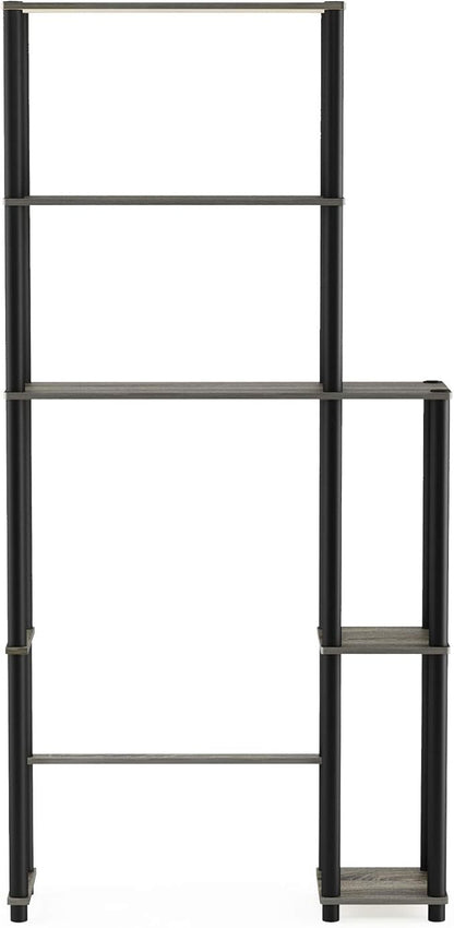 Furinno Turn-N-Tube Over The Toilet Storage, 5 Shelves Bathroom Organizer Space Saver Rack, French Oak Grey/Black