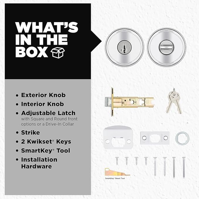 Kwikset Maven Entry Door Knob with Lock and Key, Secure Keyed Handle Exterior, Front Entrance and Bedroom, Polished Chrome, Pick Resistant SmartKey Rekey Security and Microban