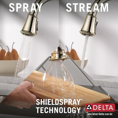 DELTA FAUCET Cassidy Touch Kitchen Faucet, Kitchen Faucets with Pull Down Sprayer, Kitchen Sink Faucet, Touch Faucet, Delta Touch2O Technology, Lumicoat Polished Nickel 9197T-PN-PR-DST