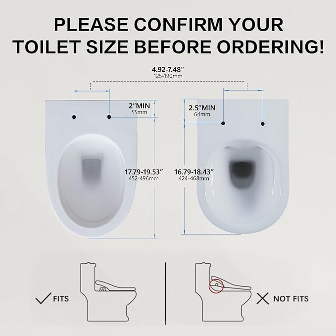 Elongated Bidet Toilet Seat X5, Electric Heated Bidet with Soft Close, Bidet Attachment for Toilet Warm Water with Air Purification