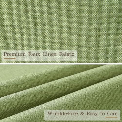 Furlinic Scalloped Linen Shower Curtain No Hook Sage Green Extra Long 72x84