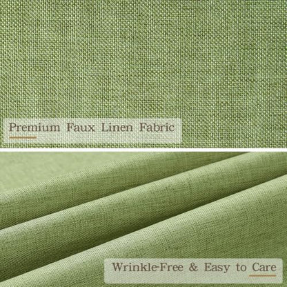 Furlinic Scalloped Linen Shower Curtain No Hook Sage Green Extra Long 72x84