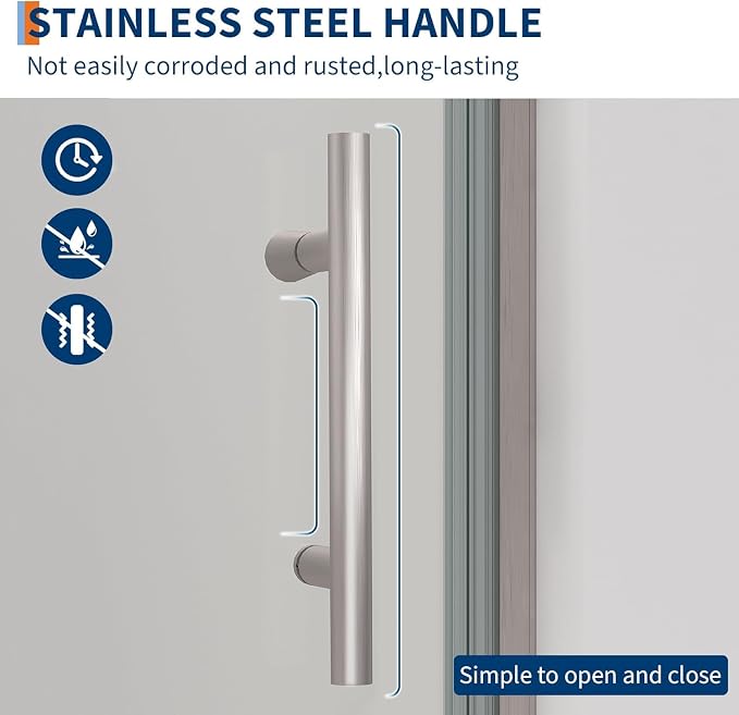 Pivot Shower Door 72"x34"– Aluminum Frame with 6mm Tempered Glass, Single-Hinge Design, Easy-Clean Coating, Brushed Nickel