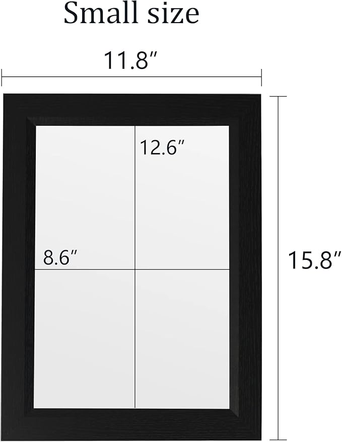 Small Rustic Black Bathroom Mirror, 11.8x15.8 Inch Wooden Frame Rectangle Wall Mirror, Hanging Horizontally or Vertically, Suitable for Living Room Bathroom Bedroom Entryway