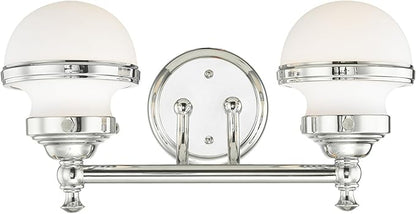 Livex Lighting 5712-05 Transitional Two Light Bath Vanity from Oldwick Collection Finish, Polished Chrome 15 x 7.25 x 8.25