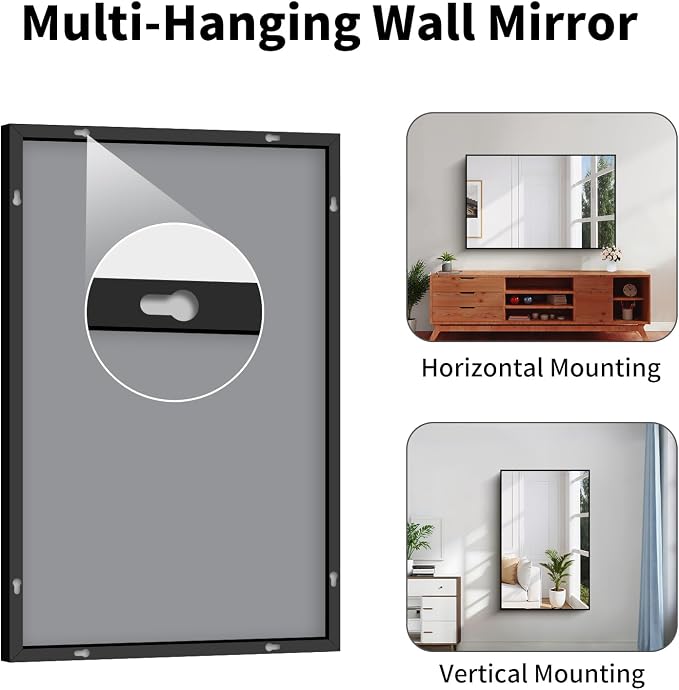 Koonmi Black Bathroom Mirror for Over Sink,Metal Framed 30"x48" Wall Mirror