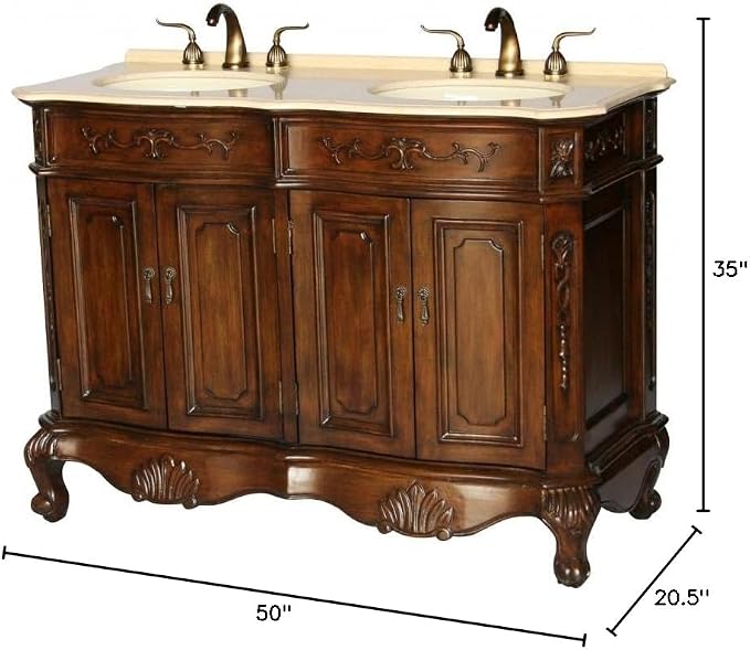 50-Inch Antique Style Double Sink Bathroom Vanity Model 5000-BE