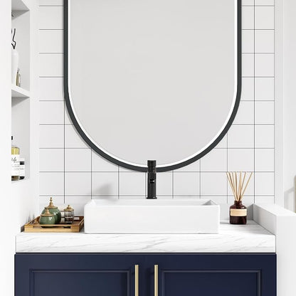 Vessel Sink 24.02x17.72 Inch, Square Ceramic Bathroom Vessel Sink, Drop-In Above Counter Vanity Sink for Bathroom, White Wash Basin Bowl