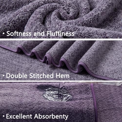 Ycosy Hand Towels Set 16x31 Inches,Soft Microfibers Bathroom Towel Set 2 Pack,Highly Absorbent Quick Dry Luxury Towel Hotel Spa Gym Hand Towel Collection for Bathroom,Dark Purple