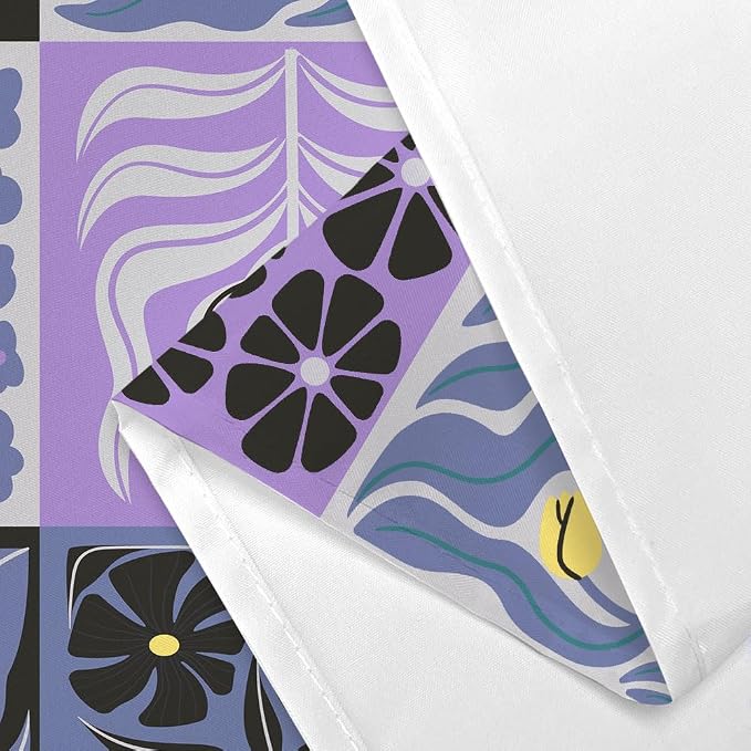 JAWO Retro Shower Curtain Vintage Abstract Boho Floral Shower Curtains for Bathroom Decor Purple Yellow Botanical Geometric Groovy Aesthetic Pattern Shower Curtain Sets with Hooks, 70X70IN