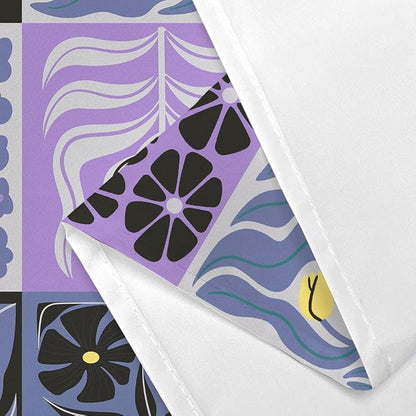 JAWO Retro Shower Curtain Vintage Abstract Boho Floral Shower Curtains for Bathroom Decor Purple Yellow Botanical Geometric Groovy Aesthetic Pattern Shower Curtain Sets with Hooks, 70X70IN