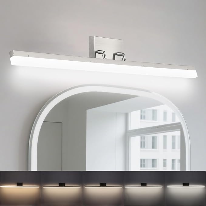 36in LED Vanity Light, Dimmable 36W 3000K-5000K 5CCT Modern Makeup Vanity Lighting Fixture, Brushed Nickel Adjustable Light Bar Over Mirror