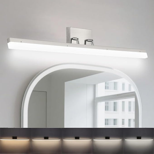 36in LED Vanity Light, Dimmable 36W 3000K-5000K 5CCT Modern Makeup Vanity Lighting Fixture, Brushed Nickel Adjustable Light Bar Over Mirror