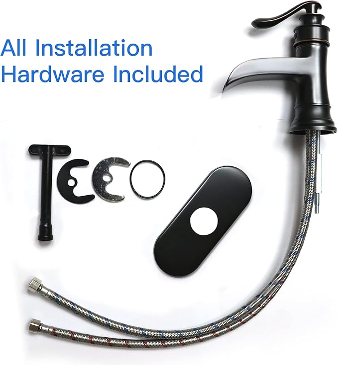 BWE Waterfall Bathroom Faucet Oil Rubbed Bronze Single-Handle One Hole Sink Faucet Farmhouse Bath Vanity Lavatory Restroom Faucets Antique