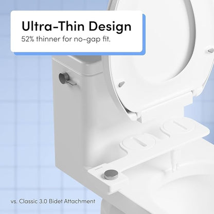 TUSHY Fresh Dual Nozzle Cool Water Bidet, Matte Silver Knob | Ultra Slim Toilet Seat Attachment, Non-Electric, 180° Front and Rear Wash, Self-Cleaning, 10 Minute DIY Install
