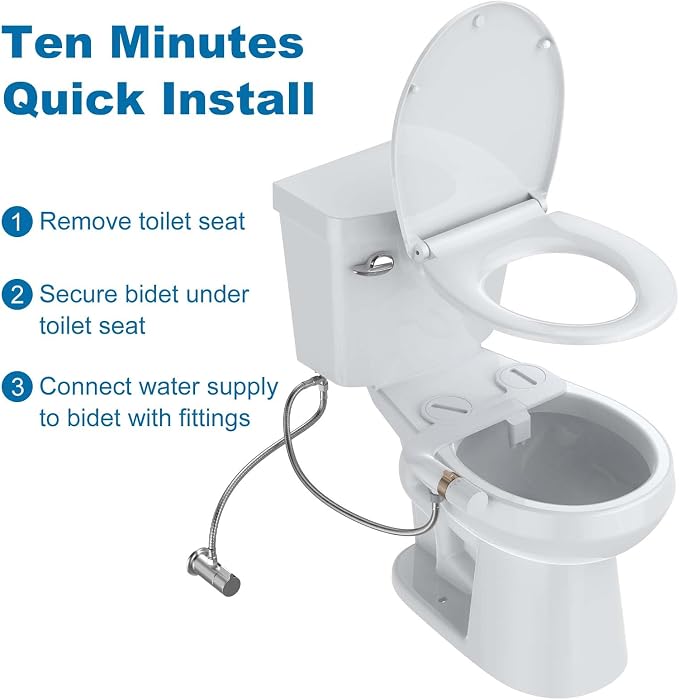 Bidet Attachment for Toilet Seat Water Pressure, Hygienic Bidets Attachment for Existing Toilets - Adjustable Fresh Water Pressure Dual Nozzle (Frontal & Rear Wash) Easy to Install,
