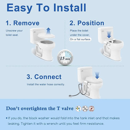 Bidet Attachment For Toilet, Ultra-Slim Dual Nozzle Bidet Toilet Seat, Non-Electric Bidets for Toilets, Adjustable Water Pressure, Feminine/Rear Wash for Women Men (Silver)