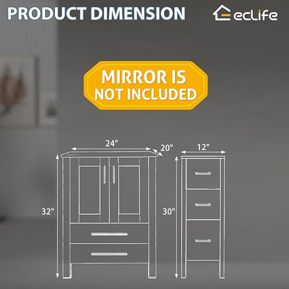 eclife 84" Modern Bathroom Vanity Sink Combo Freestanding Cabinet with Small Side Cabinet, Without Vessel Sink, Faucet, Drain (Black Vanity Only)