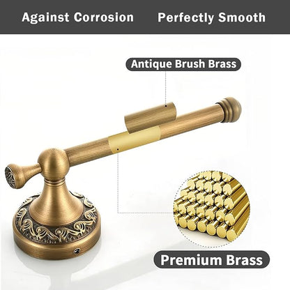 2-Piece Set Antique Brass Toilet Paper Holder, Brass Towel Ring Oval, Hand Towel Holder Bathroom Accessories Wall Mounted Vintage