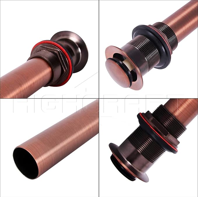 Highcraft R1034 Vessel Sink Drain Strainer Pop Up Drain Assembly without Overflow, Bathroom Faucet Vanity Sink Stopper Oil Rubbed Bronze