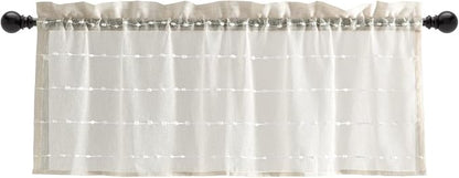 Lush Decor Farmhouse Textured Sheer Window Curtain Valance, 52"W x18"L, Beige