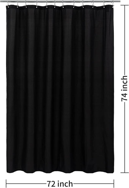 ALYVIA SPRING 72x74 Long Waterproof Fabric Shower Curtain or Liner Black | 3 Magnets, Soft Cloth & Hotel Quality, Machine Washable, Light-Weight, Long Size