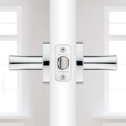 Kwikset Tripoli Lever Interior Passage Door Handle, Lever for Closet and Hallway Doors, Reversible Non-Locking Handle Lever, Polished Chrome (Pack of 10)