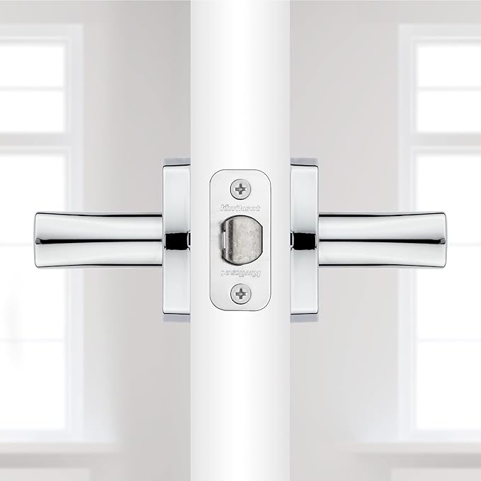 Kwikset Tripoli Lever Interior Passage Door Handle, Lever for Closet and Hallway Doors, Reversible Non-Locking Handle Lever, Polished Chrome (Pack of 8)