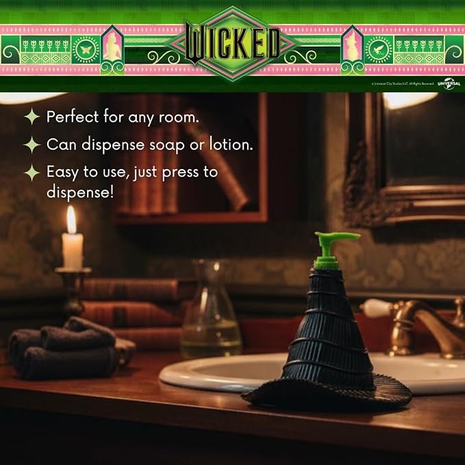 Wicked Witch Hat Soap/Lotion/Hand Sanitizer Resin Pump Dispenser, 13 Ounces, (Officially Licensed Product) by Franco