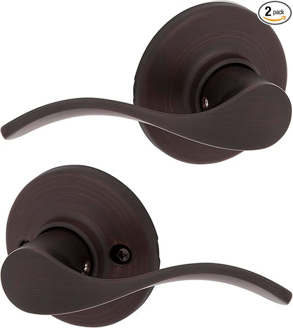 Kwikset Balboa Interior Passage Door Handle, Lever for Closet and Hallway Doors, Reversible Non-Locking Handle Lever, Venetian Bronze, with Microban Protection