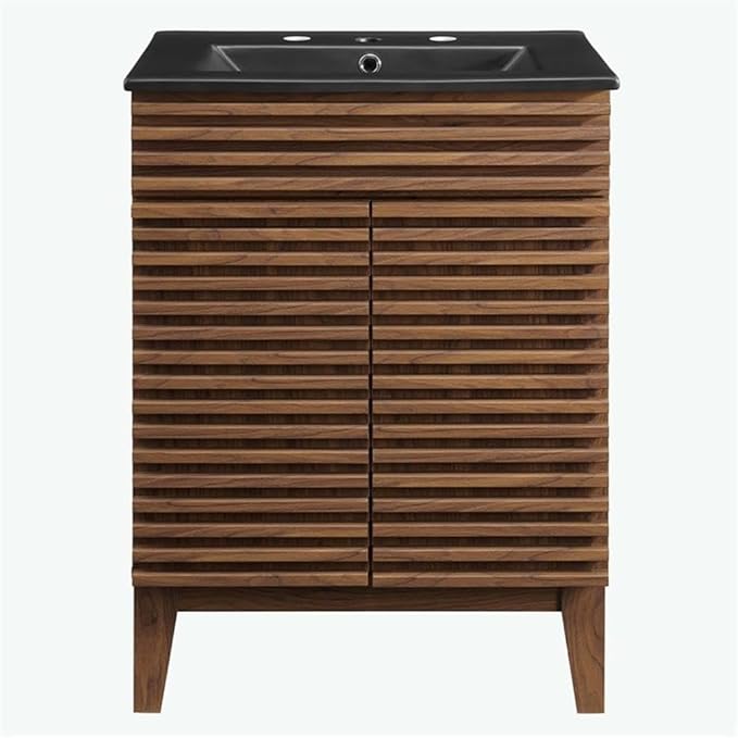 Modway Render 24" Bathroom Vanity with Sink in Walnut Black