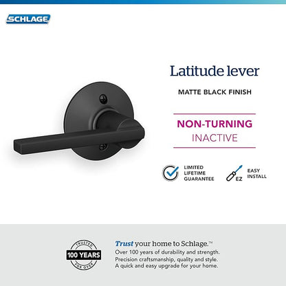 Schlage F170 LAT 622 Latitude Single Dummy Door Lever, Matte Black