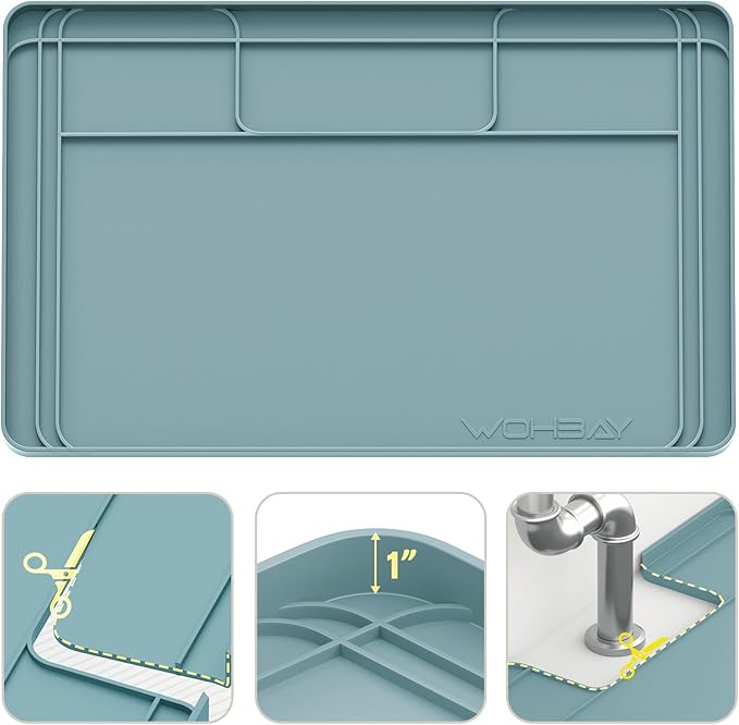 Under Sink Mats for Kitchen Waterproof 34"x22",Teal | Cut to Fit Design for Various Sizes, Leak-Proof Cabinet Protection,Durable Silicone Material,Versatile Home Use