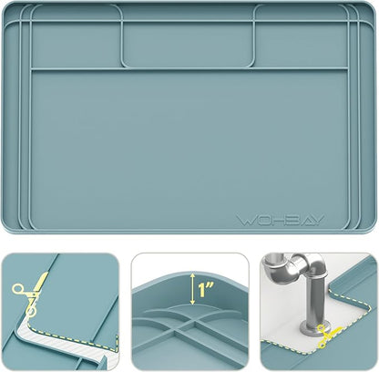 Under Sink Mats for Kitchen Waterproof 34"x22",Teal | Cut to Fit Design for Various Sizes, Leak-Proof Cabinet Protection,Durable Silicone Material,Versatile Home Use