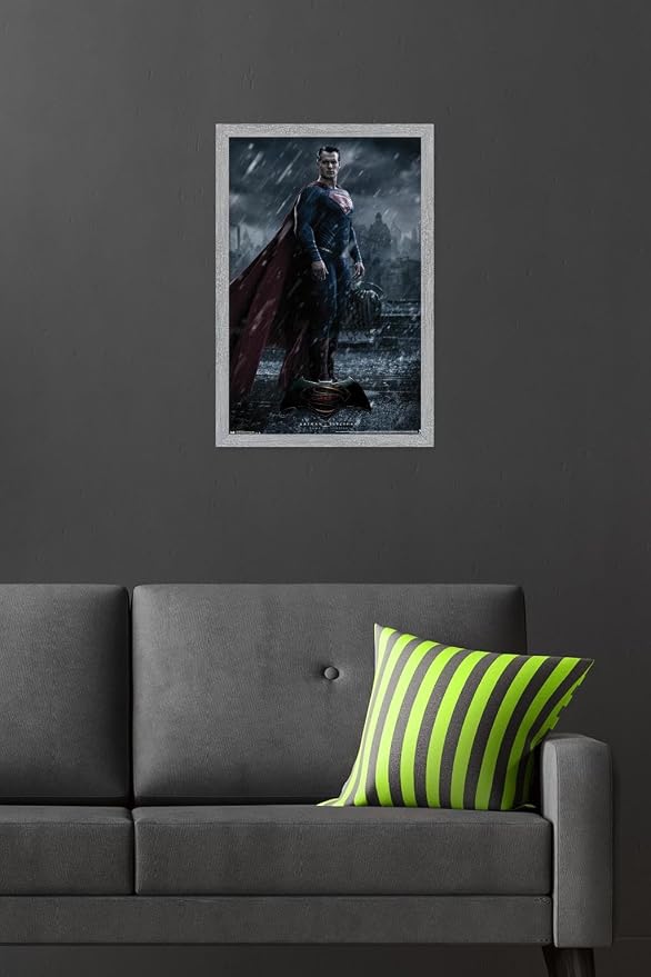 Trends International DC Comics Movie Batman v Superman - Superman Wall Poster, 22.4L x 14.7W, Gray Framed Version