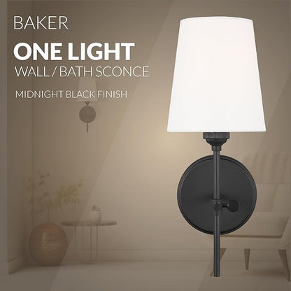 Generation Lighting 4187201-112 1-Light Baker Bath Fixture Wall Lamp Midnight Black 4187201-112 | Bathroom Light Fixture for Home Decor | Wall Sconce Vanity Light Fixture and Bathroom Accessory