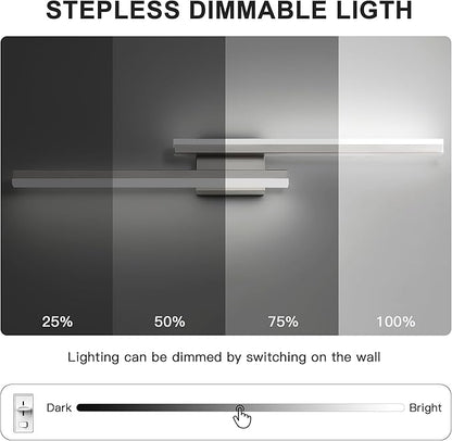 36in Vanity Lights,36W 2500LM Modern Brushed Nickel Vanity Light Bathroom Lighting Fixture Over Mirror, Dimmable LED Bathroom Light Fixture 5000K Cool White Vanity Light Bar -2 Light
