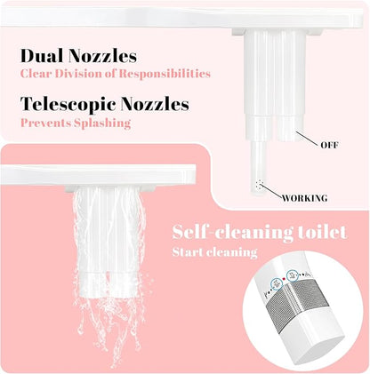 Bidet Attachment for Toilet,Non-Electric Ultra-Thin With,Rear/Feminine Wash,Dual Nozzles (Adjustable Angle), Adjustable Water Pressure, Cold Water Only, White