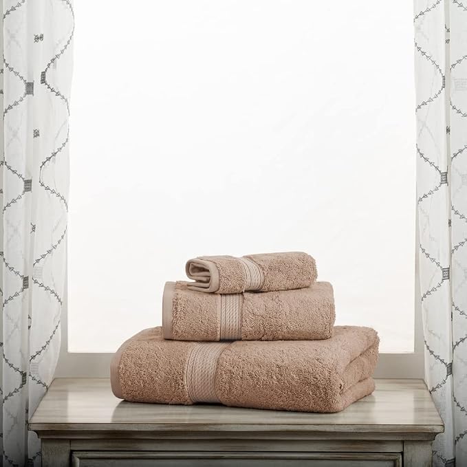 SUPERIOR Egyptian Cotton Ultra Plush & Absorbent, 3 Piece Set, Latte | Quick Dry, Soft Luxury Towel Set, Bath Essentials, Guest Bath, Spa, 1 Bath, 1 Hand, 1 Face Towels, Madeline Towels