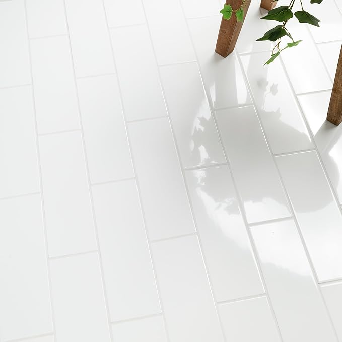 MSI White Glossy 4 in. x 12 in. Glossy Ceramic Subway Tile for Bathroom, Kitchen Backsplash, Accent Wall, and Shower Wall