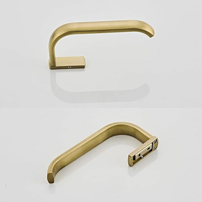 Flybath 2PC Set Toilet Paper Holder and Towel Holder Brushed Brass Antique | Rust-proof, Sturdy, Vintage Gold Hand Towel Ring Bar Rod Rack, Retro Loo Roll Holder Stand, Bathroom Accessories Wall Mount