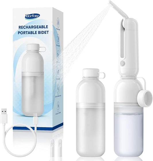 Morfone Portable Bidet for Travel, High Pressure Electric Handheld Sprayer 350ML with Dual Spray Modes, USB-C Rechargeable Waterproof Travel Bidet for Women, Men, Postpartum, Personal Hygiene(White)
