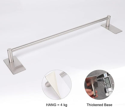 NearMoon Self Adhesive Bathroom Towel Bar- Stainless Steel Bath Wall Shelf Rack Hanging Towel Stick On Sticky Hanger Contemporary Style, NO Drilling (2 Pack, Brushed Nickel, 16-Inch Towel Rack)