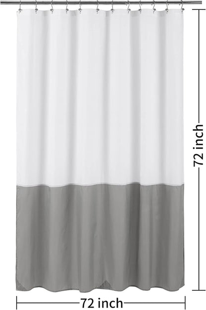 ALYVIA SPRING Waterproof Fabric Shower Curtain or Liner White/Grey, 72x72 | 3 Magnets, Soft Cloth & Hotel Quality, Machine Washable, Light-Weight, Standard Size