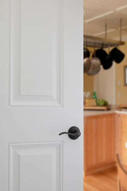 Kwikset Balboa Interior Passage Door Handle, Lever for Closet and Hallway Doors, Reversible Non-Locking Handle Lever, Venetian Bronze, with Microban Protection